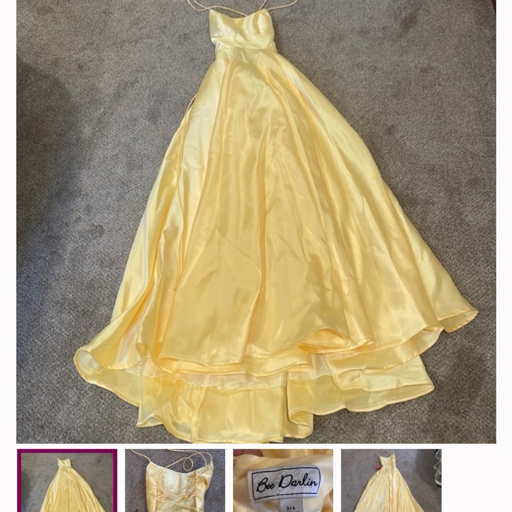 Yellow Sweetheart Sleeveless Prom Gown